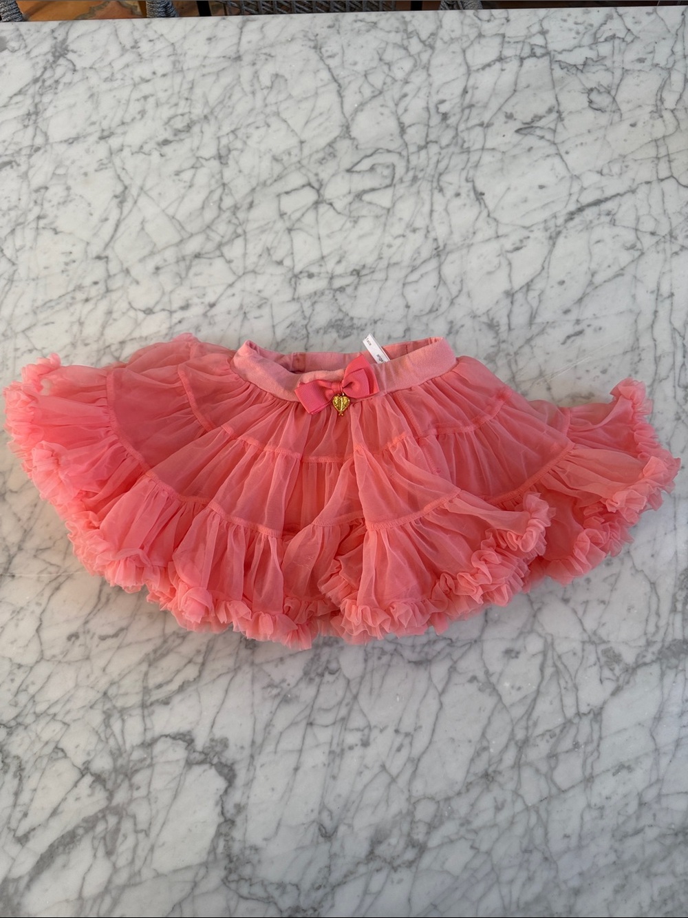 Girls' Angel Face Sz 2-3T Coral Pink Ruffle Tulle Skirt